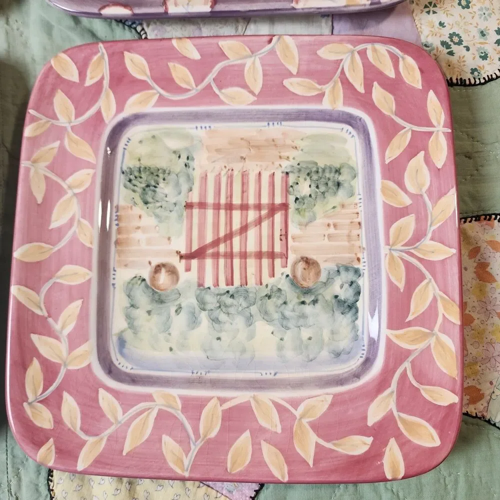 Set Of 4 Michal Sparks Handpainted Salad Plates Estate Of Mind Collection